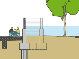 Zeichnung Hochwasserschutzmauer am Rosengarten