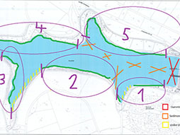 Einteilung des Sees in 5 Abschnitte
