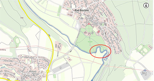 Lageplan der Baumaßnahme an der Fränkischen Saale in Bad Bocklet