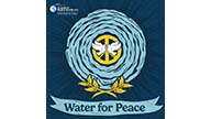 Zwei Friedenstauben im blauen Kreis als Logo des Weltwassertages 2024